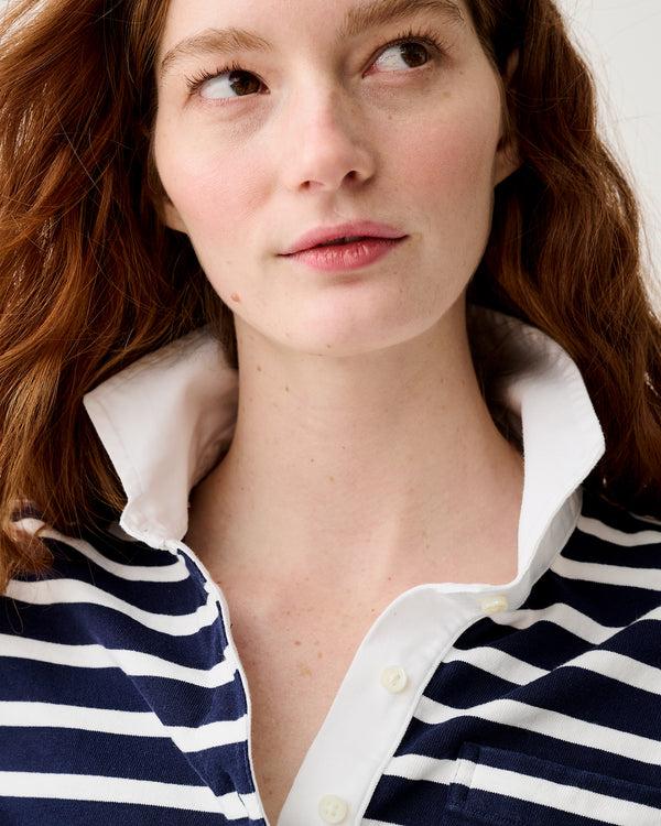 Sid Mashburn Franny Rugby Polo In Navy/White Heavy Jersey