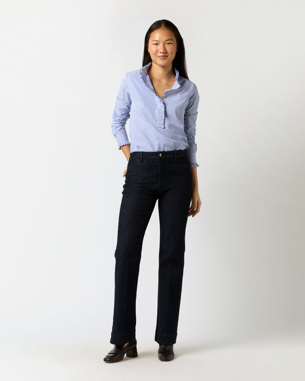 Sid Mashburn Frill Shirt In Blue Bengal Stripe Poplin