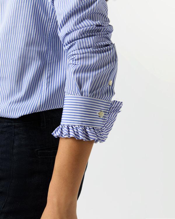 Sid Mashburn Frill Shirt In Blue Bengal Stripe Poplin