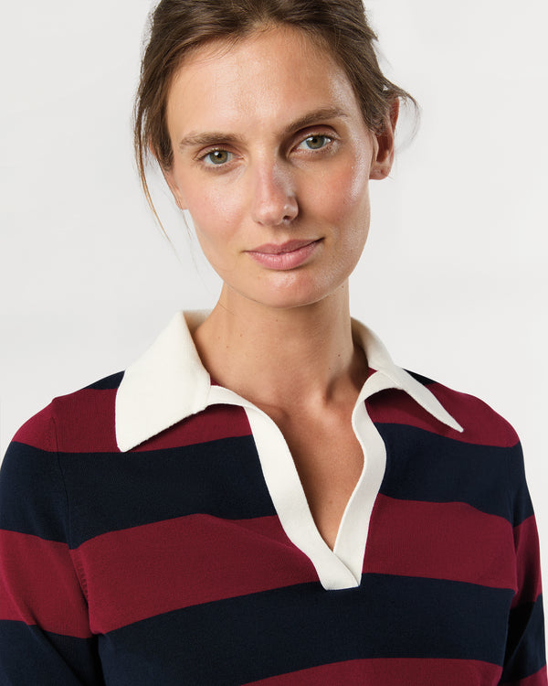 Sid Mashburn Georgina Rugby Sweater In Dark Cherry Ice Cotton