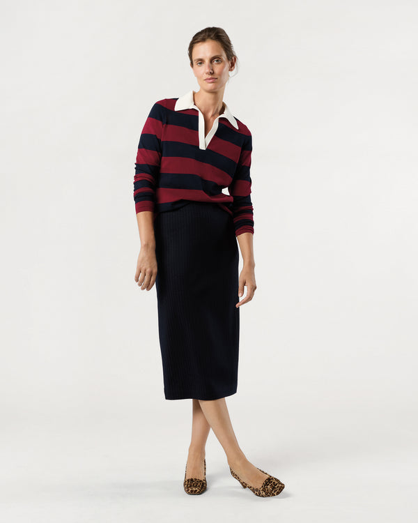 Sid Mashburn Georgina Rugby Sweater In Dark Cherry Ice Cotton