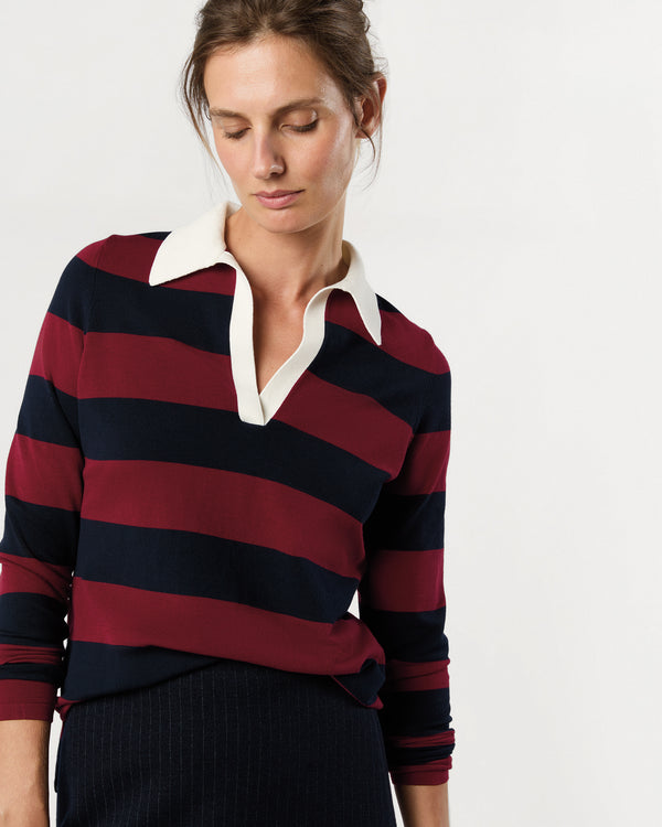 sid mashburn Georgina Rugby Sweater in Dark Cherry Ice Cotton