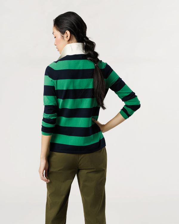Sid Mashburn Georgina Rugby Sweater In Kelly Green Ice Cotton