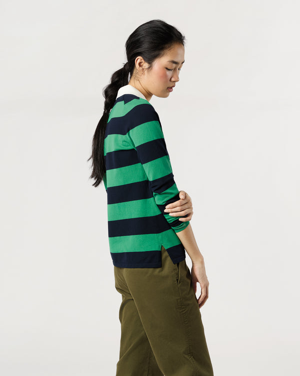 Sid Mashburn Georgina Rugby Sweater In Kelly Green Ice Cotton