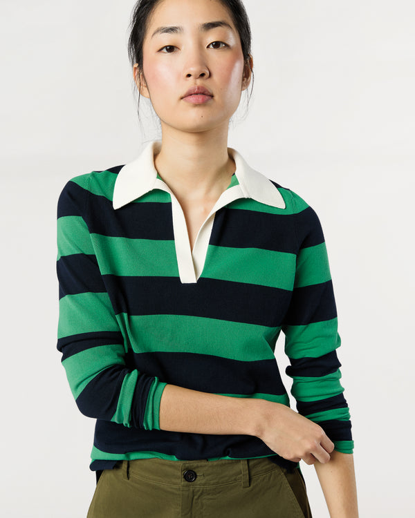sid mashburn Georgina Rugby Sweater in Kelly Green Ice Cotton