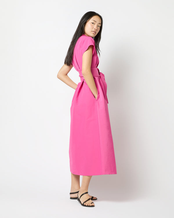 Sid Mashburn Gianna Maxi Shirtdress In Azalea Cotton/Nylon Faille