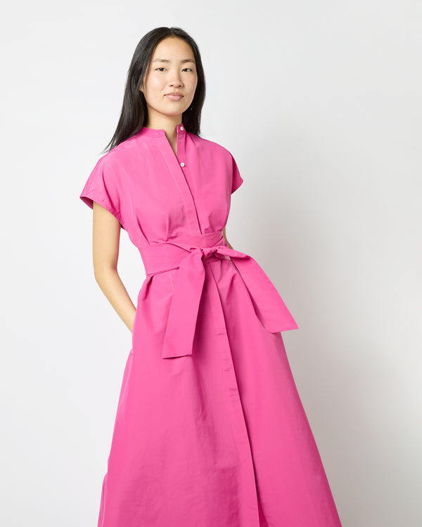 Sid Mashburn Gianna Maxi Shirtdress In Azalea Cotton/Nylon Faille