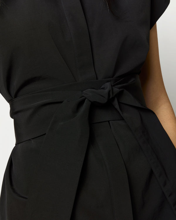 Sid Mashburn Gianna Maxi Shirtdress In Black Cotton/Nylon Faille