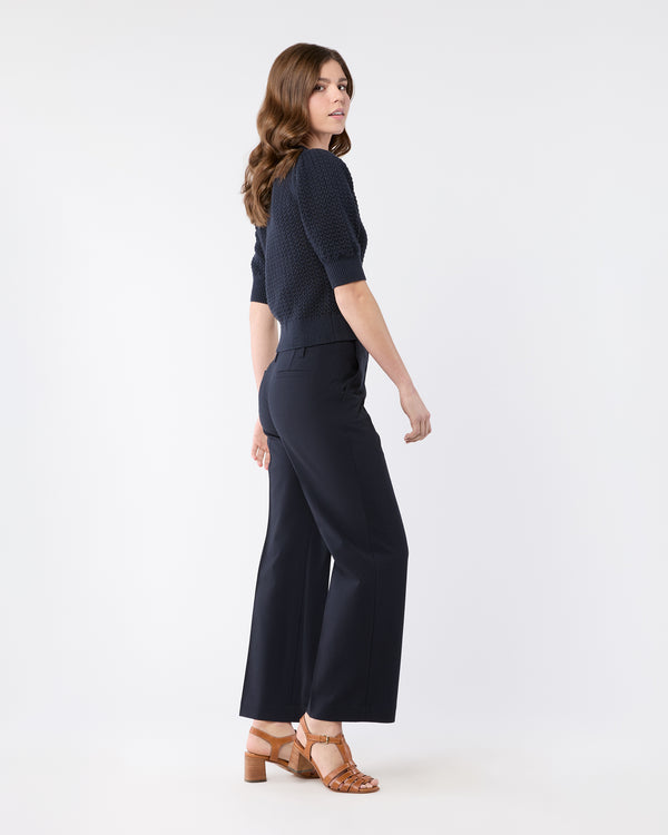 Sid Mashburn Giselle Sweater In Navy Textured Cotton/Linen