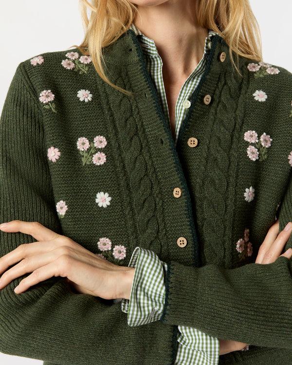 Sid Mashburn Greta Cardigan In Thyme Extra Fine Merino Wool