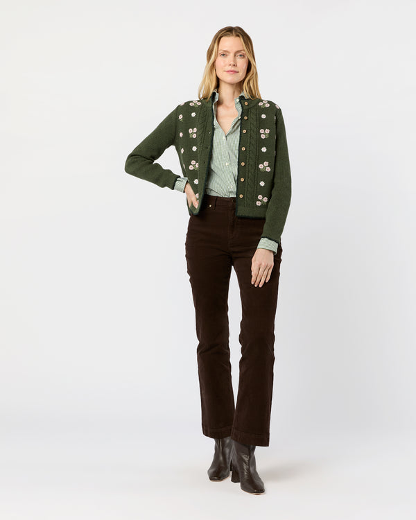 Sid Mashburn Greta Cardigan In Thyme Extra Fine Merino Wool