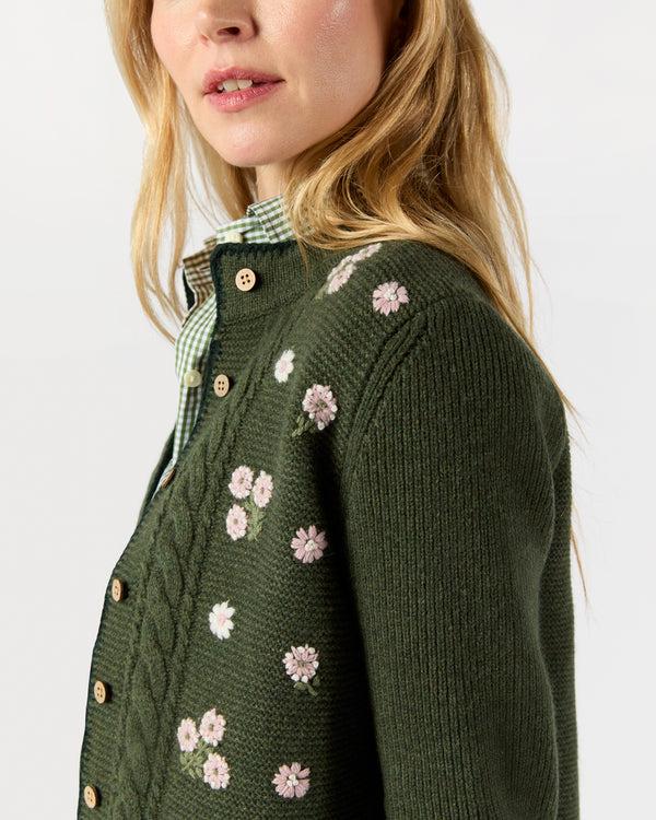 Sid Mashburn Greta Cardigan In Thyme Extra Fine Merino Wool