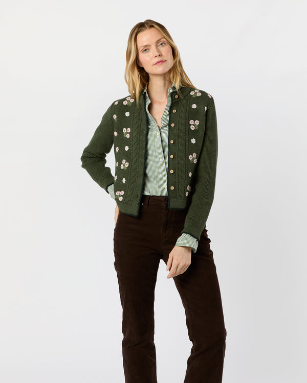 sid mashburn Greta Cardigan in Thyme Extra Fine Merino Wool