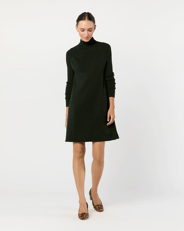 Sid Mashburn Hadley Milano-Stitch Dress In Bottle Green Extra Fine Merino Wool
