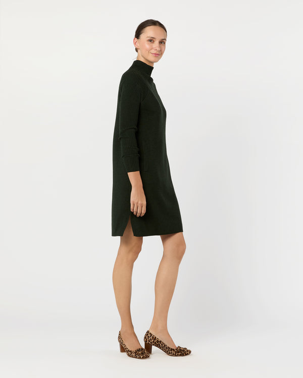 Sid Mashburn Hadley Milano-Stitch Dress In Bottle Green Extra Fine Merino Wool