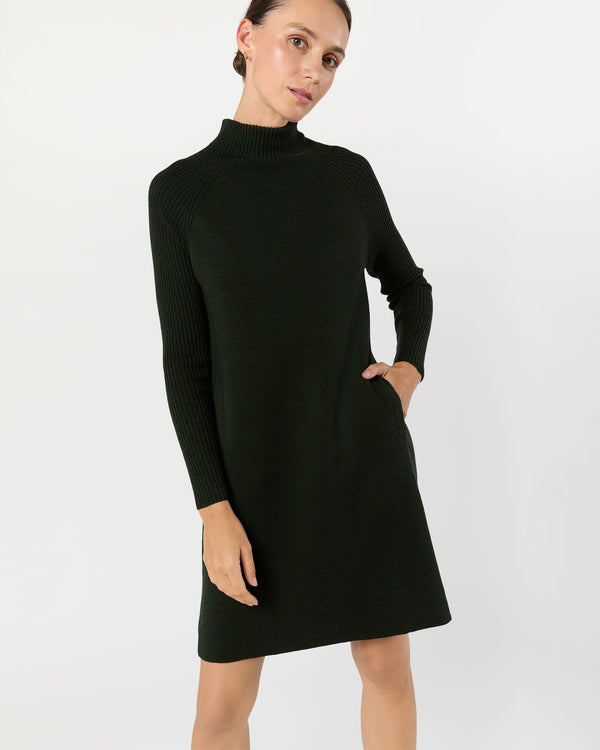 sid mashburn Hadley Milano-Stitch Dress in Bottle Green Extra Fine Merino Wool
