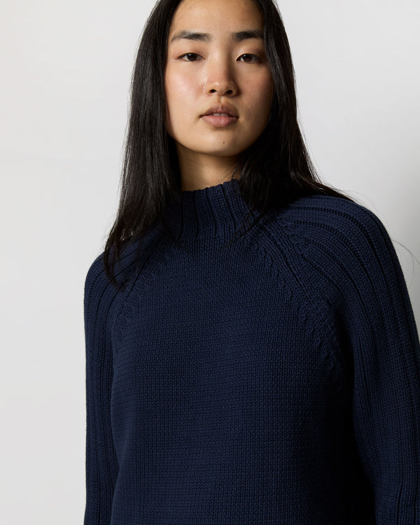 Sid Mashburn Hadley Sweater In Navy Cotton Tape Yarn