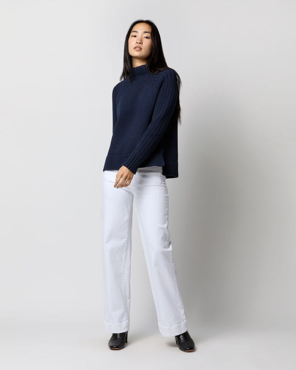 Sid Mashburn Hadley Sweater In Navy Cotton Tape Yarn