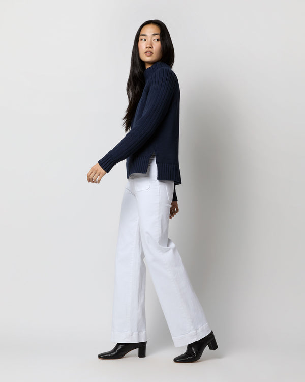 Sid Mashburn Hadley Sweater In Navy Cotton Tape Yarn