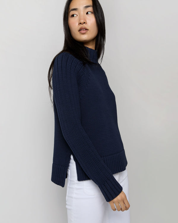 sid mashburn Hadley Sweater in Navy Cotton Tape Yarn