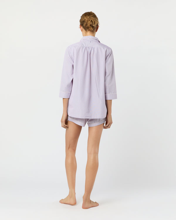 Sid Mashburn Hailey Pajama Shorts Set In Pink/Blue Multi Stripe Poplin