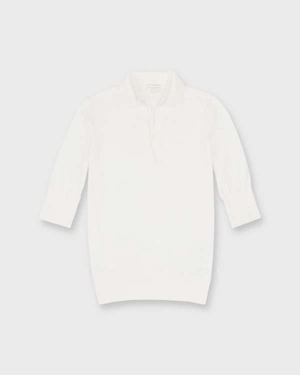 sid mashburn Half-Sleeved Georgina Sweater in Ivory Cotton/Silk