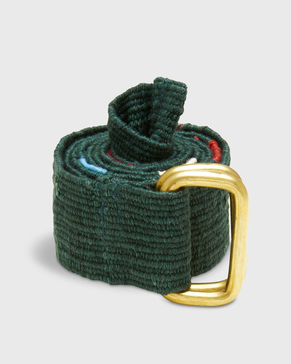sid mashburn Hand-Loomed D-Ring Belt in Forest/Pink Tribal