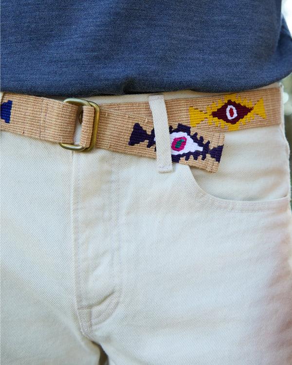 Sid Mashburn Hand-Loomed D-Ring Belt In Maize Tribal