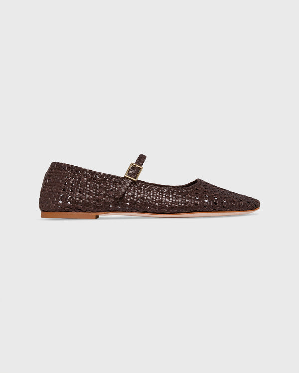 sid mashburn Handwoven Mary Jane in Chocolate Leather