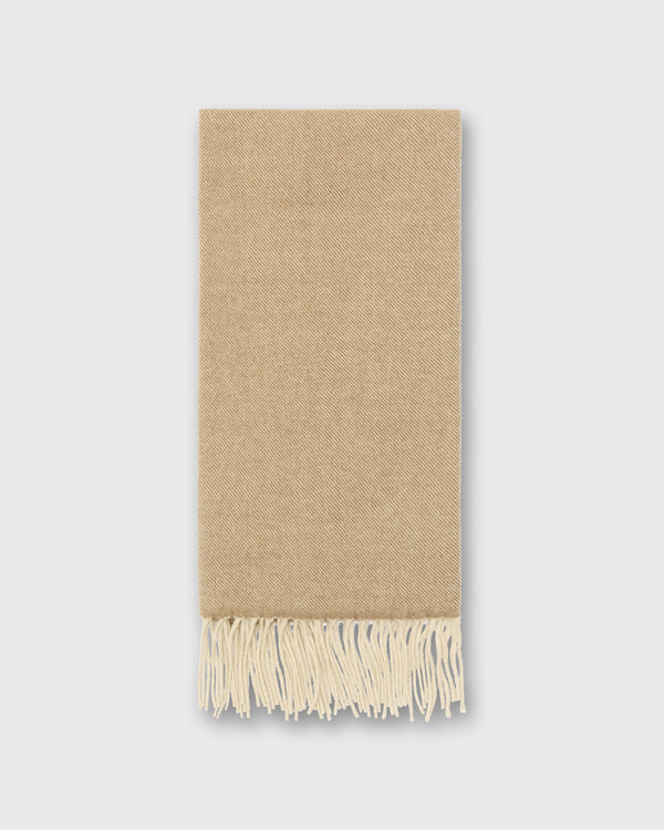 Sid Mashburn Handwoven Scarf In Camel/Ivory Brushed Cashmere Twill