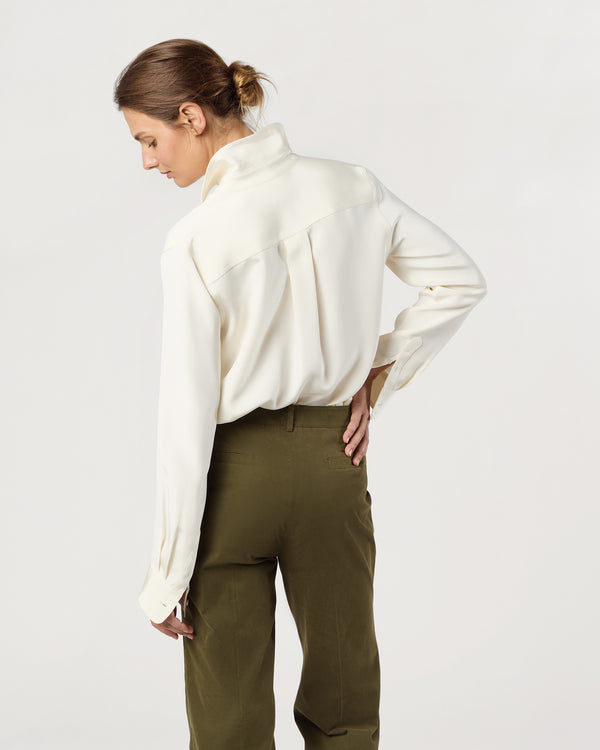 Sid Mashburn Hannah Blouse In Ivory Silk Crepe De Chine