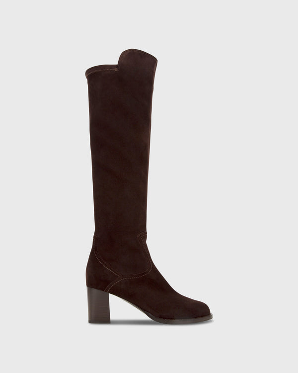 sid mashburn Heeled Pull-On Boot in Chocolate Suede