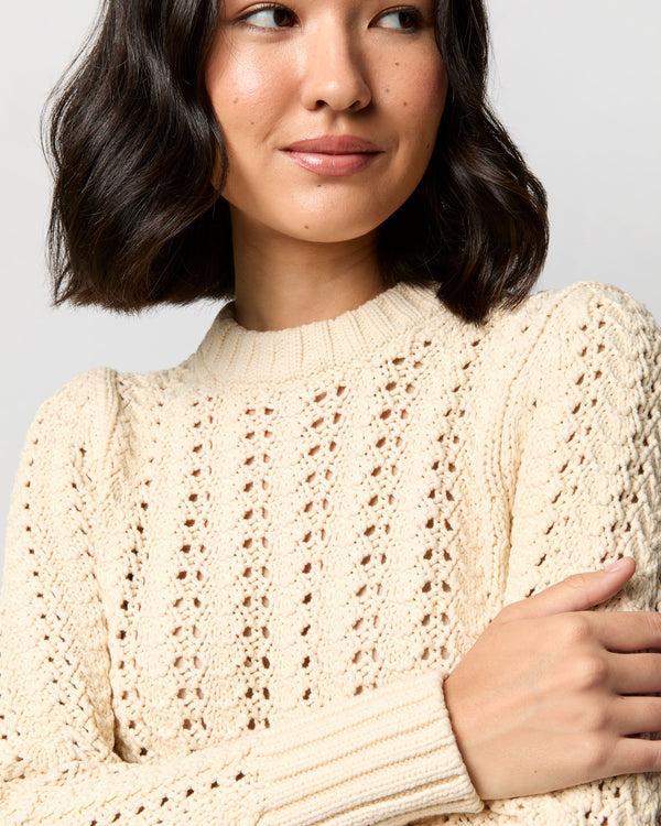 Sid Mashburn Heidi Sweater In Cream Cotton Tape Yarn