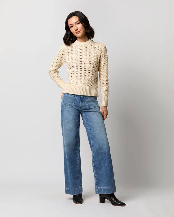 Sid Mashburn Heidi Sweater In Cream Cotton Tape Yarn