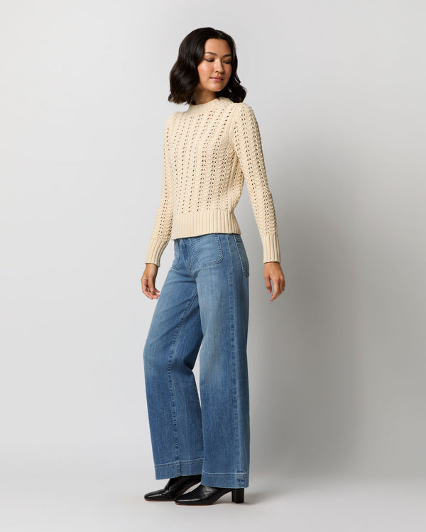 Sid Mashburn Heidi Sweater In Cream Cotton Tape Yarn