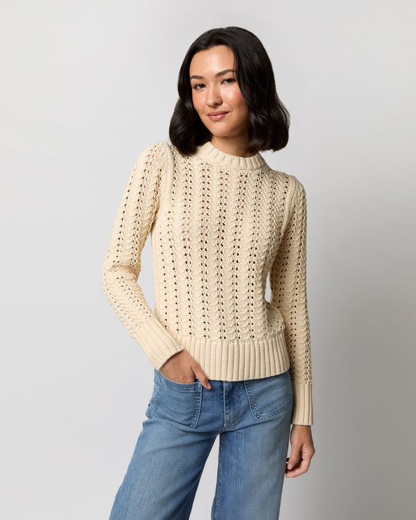 sid mashburn Heidi Sweater in Cream Cotton Tape Yarn