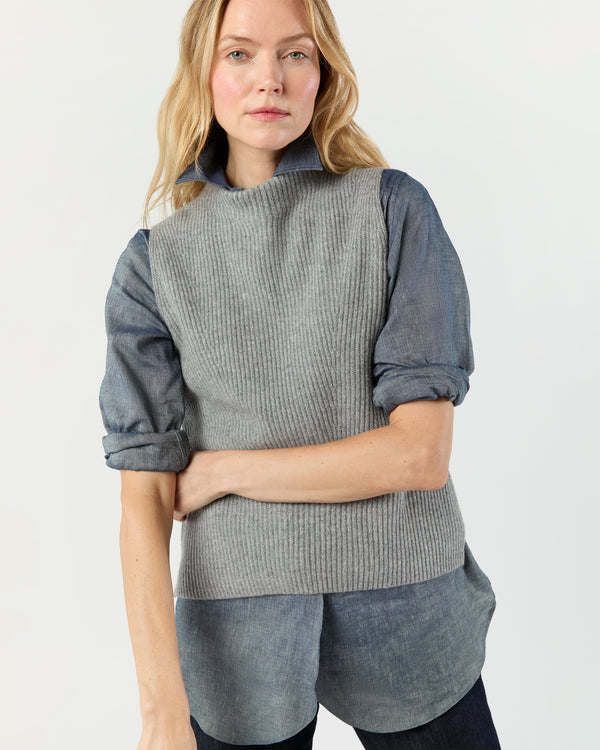 Sid Mashburn Henriette Vest In Mid Heather Grey Cashmere
