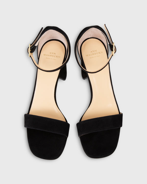 Sid Mashburn High Ankle-Wrap Block Heel In Black Suede