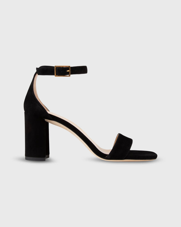 sid mashburn High Ankle-Wrap Block Heel in Black Suede