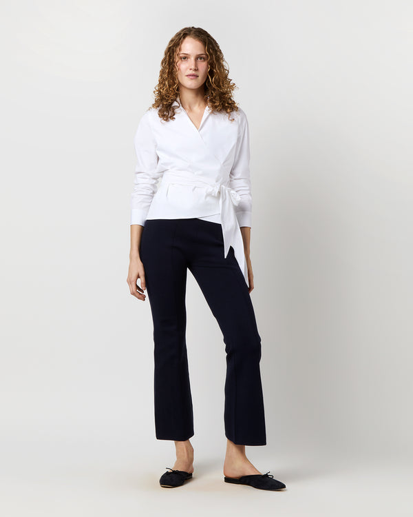 Sid Mashburn Hilary Wrap Top In White Stretch Poplin