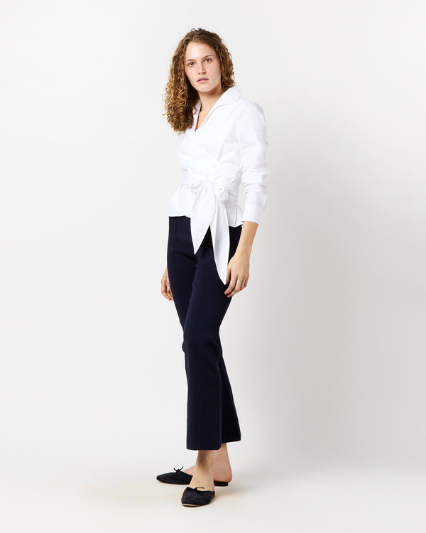 Sid Mashburn Hilary Wrap Top In White Stretch Poplin