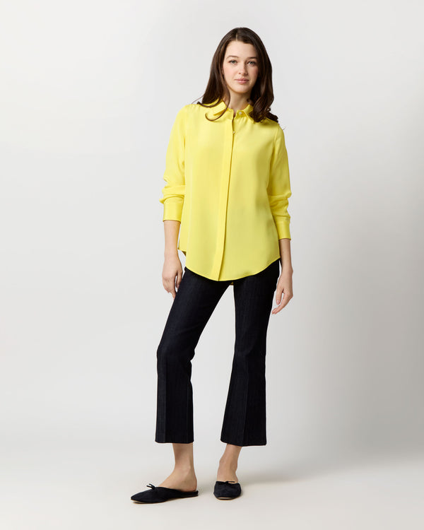 Sid Mashburn Icon Blouse In Lemon Silk Crepe De Chine