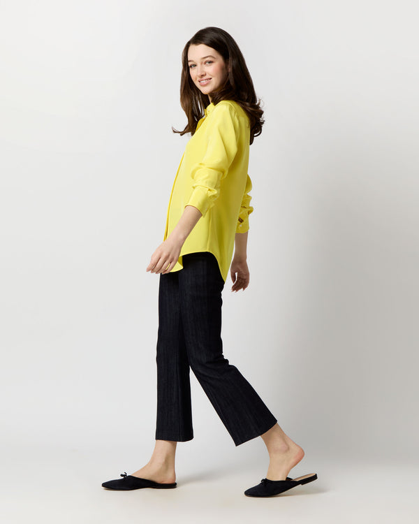 Sid Mashburn Icon Blouse In Lemon Silk Crepe De Chine