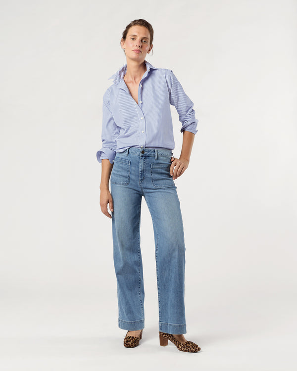 Sid Mashburn Icon Shirt In Blue Bengal Stripe Poplin