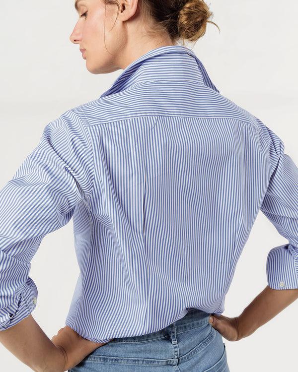 Sid Mashburn Icon Shirt In Blue Bengal Stripe Poplin