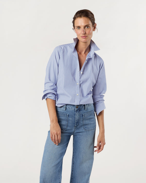 sid mashburn Icon Shirt in Blue Bengal Stripe Poplin