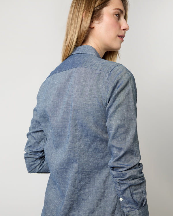 Sid Mashburn Icon Shirt In Indigo Cotolino Chambray