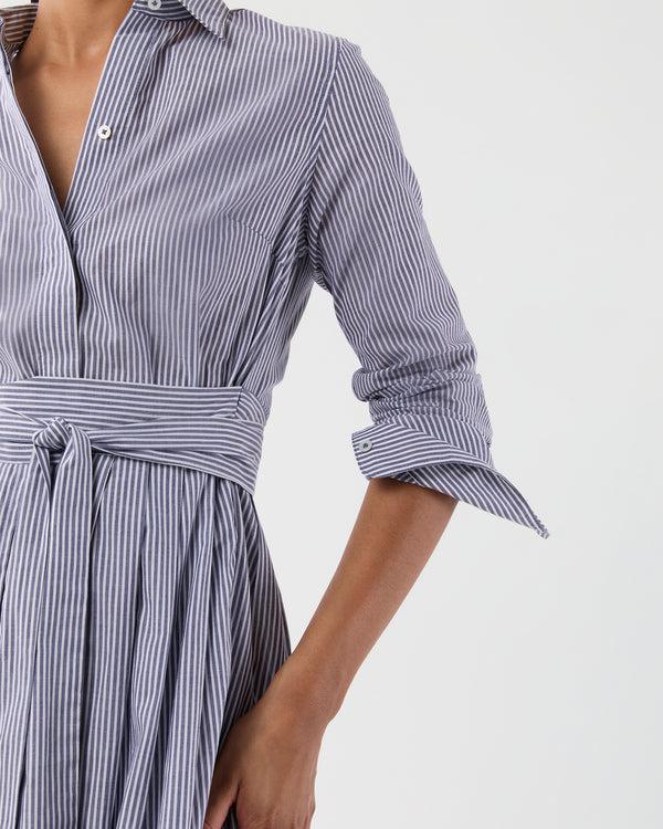 Sid Mashburn Ingrid Dress In Navy/White Bengal Stripe Cotton Lawn