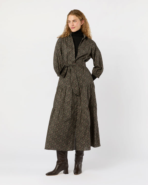 Sid Mashburn Isla Shirtdress In Olive/Red Berry Print Poplin