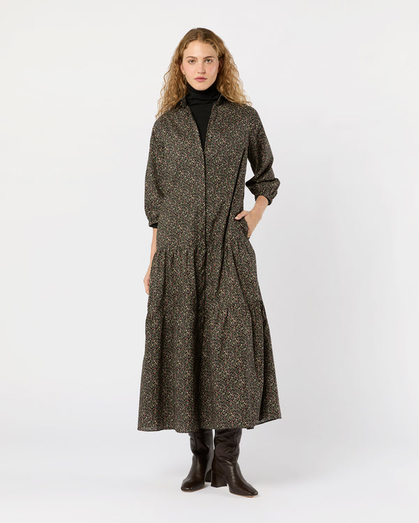 sid mashburn Isla Shirtdress in Olive/Red Berry Print Poplin